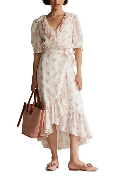 Polo Ralph Lauren Floral High-low Midi Ruffle Wrap Dress In Budding Red  Floral | ModeSens