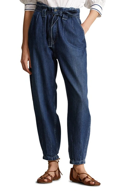 Polo Ralph Lauren Belted Denim Jogger Pants In Blue | ModeSens