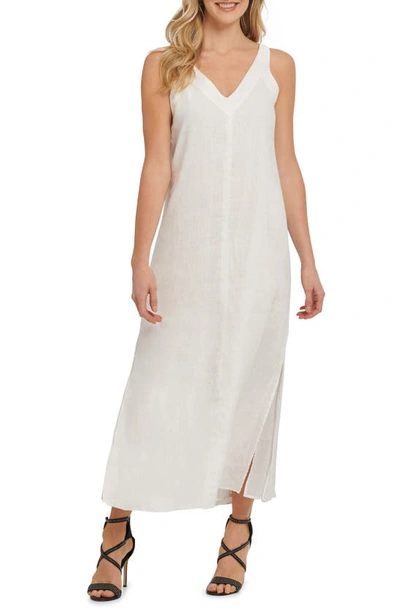 Shop Dkny Sportswear Linen Dress In Ivory