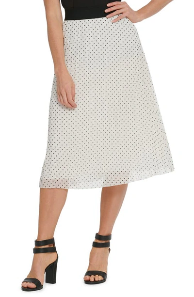 Shop Dkny Sportswear Pleated Skirt In Ivory Dot