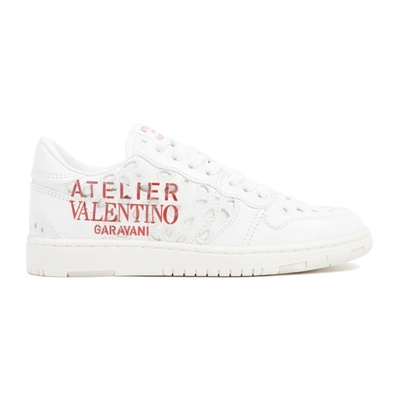 Shop Valentino Garavani  Leather Sneakers Shoes In White