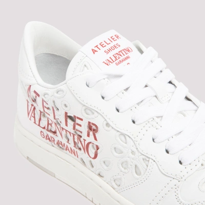 Shop Valentino Garavani  Leather Sneakers Shoes In White