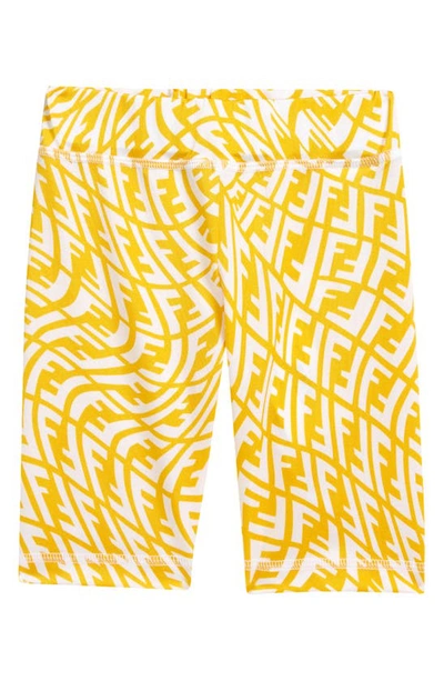 Shop Fendi X Sarah Coleman Kids' Ff Vertigo Bike Shorts In Yellow
