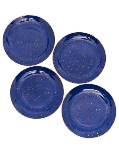 Shop L'objet Lapis Canapé Set Of Four Plates In Blau