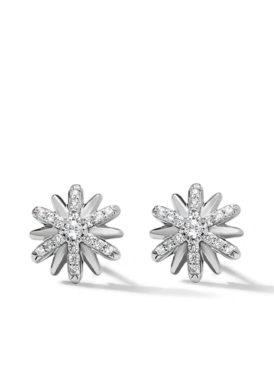 Shop David Yurman Sterling Silver Petite Starburst Diamond Stud Earrings