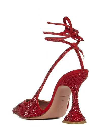 Amina Muaddi Crystal Lace-up Sling-back Pump Red Siam In Red