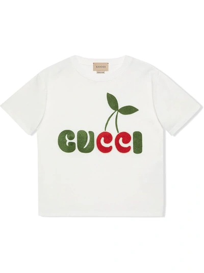 Shop Gucci Cherry Print Cotton T-shirt In White