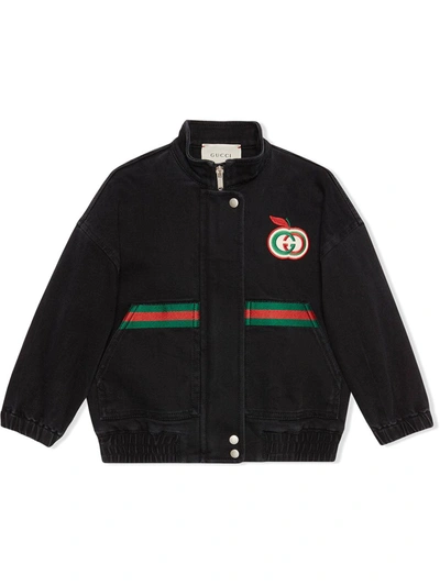 Shop Gucci Interlocking G Denim Jacket In Black