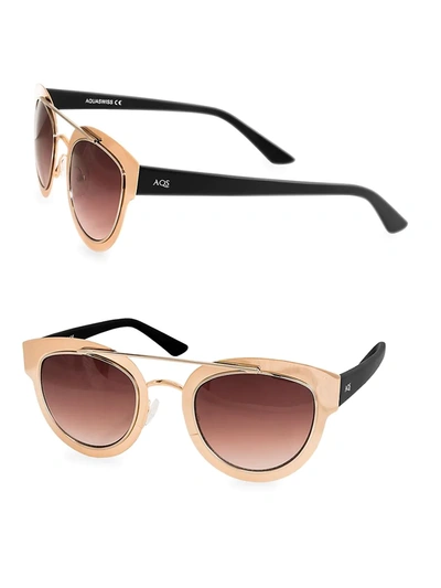 Shop Aqs Women's 49mm Jolene Round Metallic Sunglasses - Rose Gold