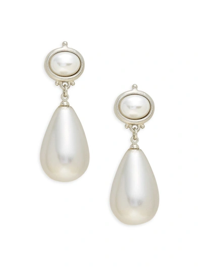 Shop Kenneth Jay Lane Women's Rhodium-plated Drop Earrings - Silver