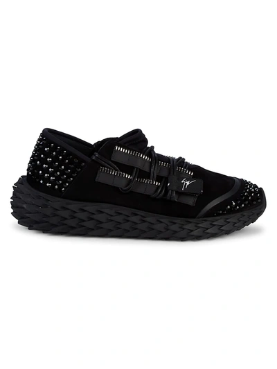 Shop Giuseppe Zanotti Men's Crystal-embellished Spiked Platform Sneakers - Nero - Size 41 (8)