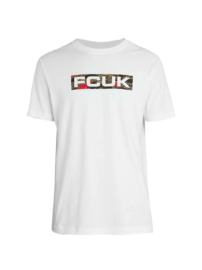 Shop French Connection Men's Fcuk Camo Logo T-shirt - White - Size M