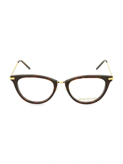 Shop Boucheron Men's 51mm Cat Eye Novelty Optical Glasses - Brown