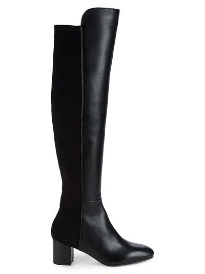 Shop Stuart Weitzman Women's Gillian Leather Block Heel Knee-high Boots - Black - Size 8
