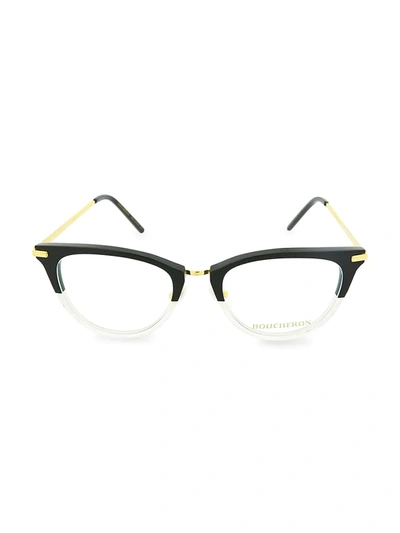 Shop Boucheron Contrast 51mm Cat Eye Optical Glasses - Black White