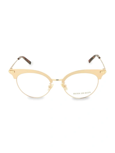 Shop Boucheron Women's 50mm Cat Eye Novelty Optical Glasses - Gold