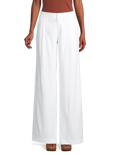 Alice + Olivia Dylan High Waisted Linen Wide Leg Pant in Purple