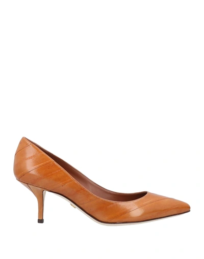 Dolce & Gabbana 75 Texture Leather Striped Pumps In Brown