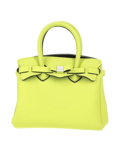 Shop Save My Bag Woman Handbag Acid Green Size - Peek (polyether - Ether - Ketone), Polyamide, Elastane