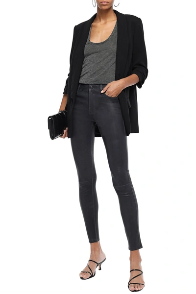 Shop Ag Stretch-leather Skinny Pants In Navy