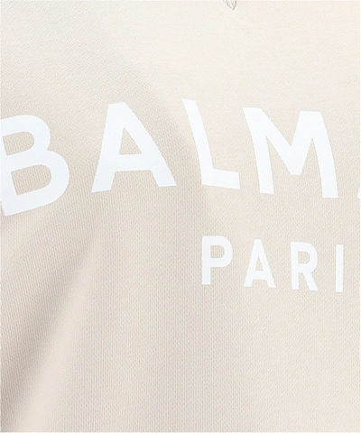 Shop Balmain " Paris" Sweatshirt In Beige
