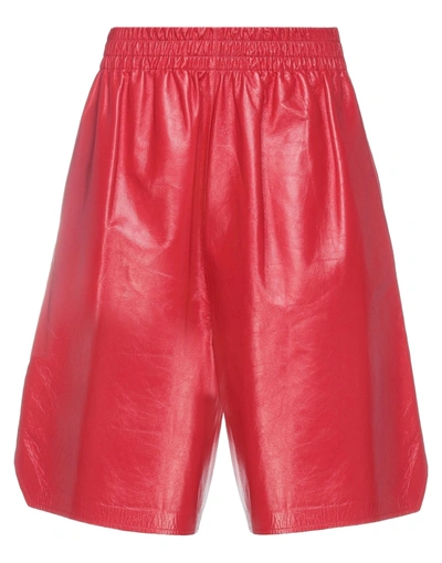 Shop Bottega Veneta Woman Shorts & Bermuda Shorts Red Size Xs Lambskin