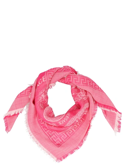 Shop Versace Kids Medusa Printed Scarf In Pink