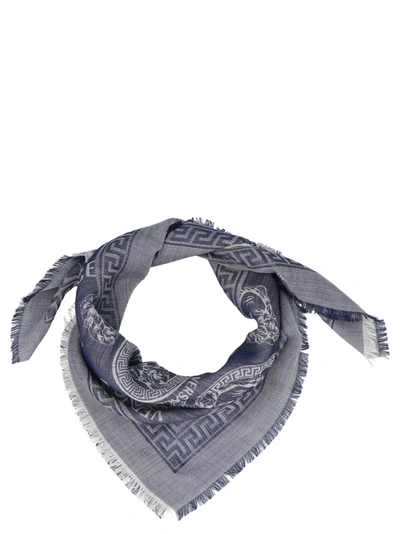 Shop Versace Kids Medusa Printed Scarf In Grey