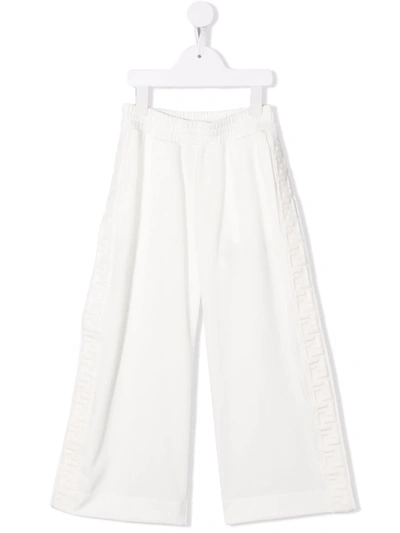 Shop Fendi Wide-leg Elasticated-waist Track Pants In 白色