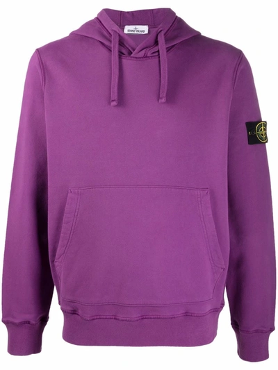 Stone Island Logo-patch Pullover Hoodie In Purple | ModeSens