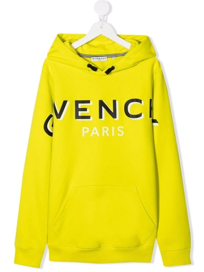 Shop Givenchy Logo-print Cotton Hoodie In 黄色