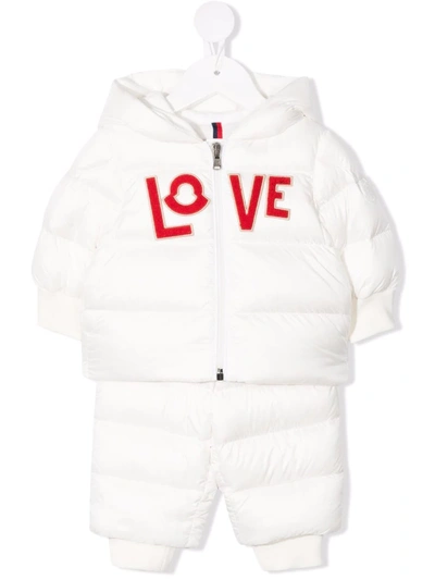 Shop Moncler Love-patch Padded Set In 白色