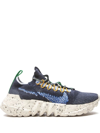Nike Mens Obsidian Signal Blue Space Hippie 01 Mid-top Recycled-yarn Trainers 6 In Blue