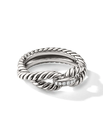 Shop David Yurman Sterling Silver Cable Loop Diamond Band Ring