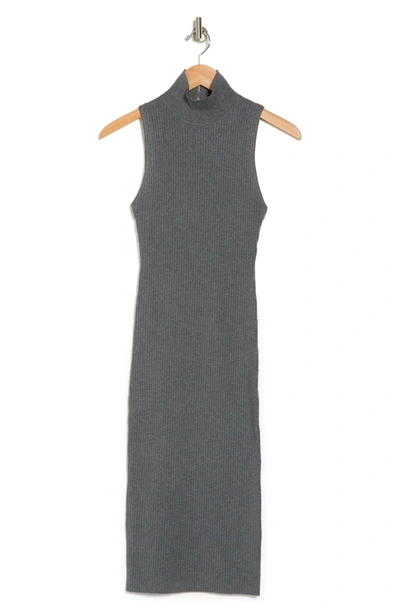 Shop Alice And Olivia Brooklynne Ribbed Turtleneck Dress In Med Heather Grey