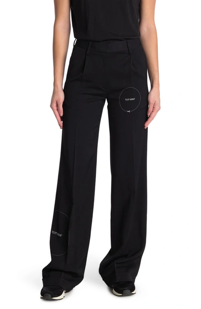 Shop Off-white Gabardine Printed Formal Pants In Black