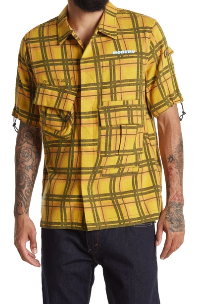 Shop Off-white Check Voyager Short Sleeve Shirt In Yellow