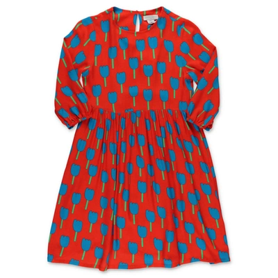 Shop Stella Mccartney Abito Rosso Stampato In Viscosa