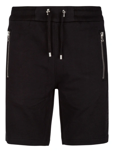 Shop Balmain Slim Fit Drawstring Waist Shorts In Black