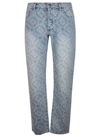 Shop Casablanca Jacquard Logo Denim Jeans In Sunbleached