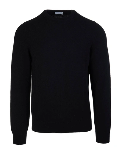 Shop Fedeli Man Black Cashmere Round Neck Pullover In Nero