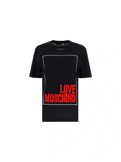Shop Love Moschino T-shirt In Black