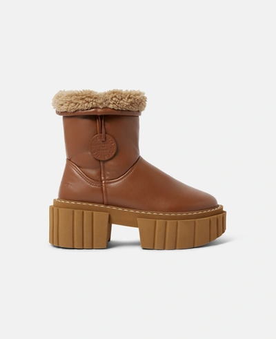 Shop Stella Mccartney - Emilie Teddy Boots In Brandy