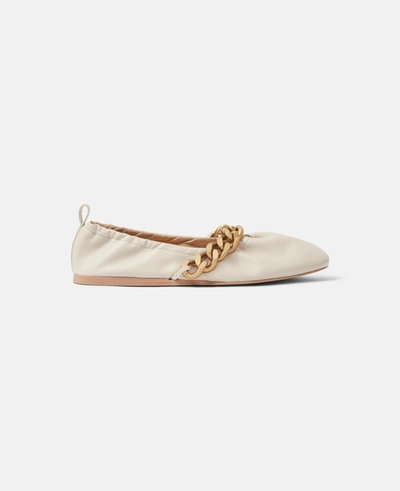 Shop Stella Mccartney - Falabella Chunky Chain Ballet Flats In Cream