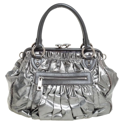 Pre-owned Marc Jacobs Metallic Grey Leather Stam Satchel