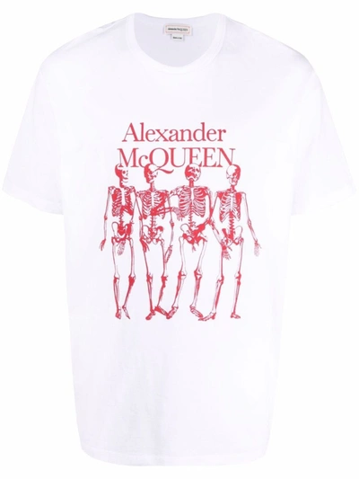 Shop Alexander Mcqueen Skeleton Logo-print Ss T-shirt In White