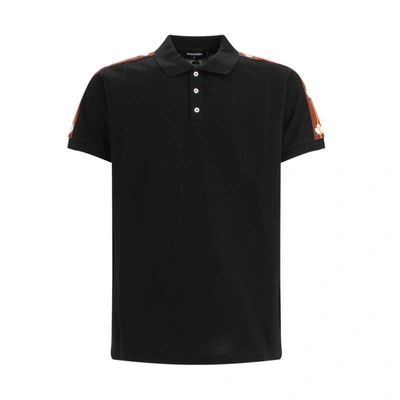 Shop Dsquared2 Leaf Tape Polo Shirt In Black