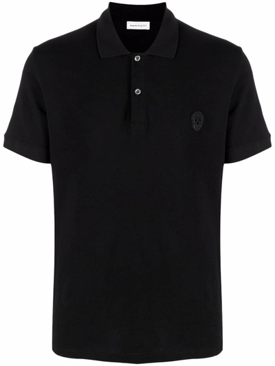 Shop Alexander Mcqueen Skull Embroidered Ss Polo Shirt In Black