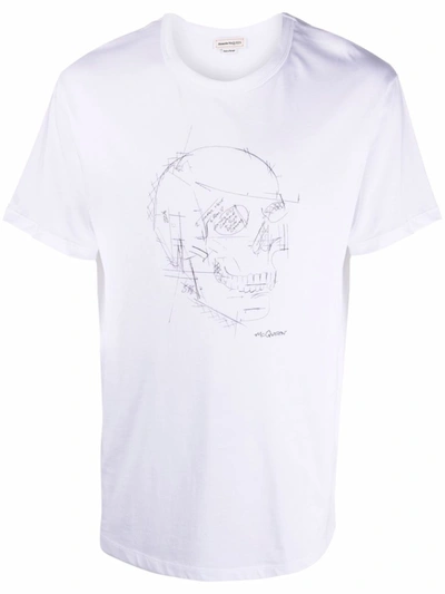 Shop Alexander Mcqueen Illustrated Skull-print T-shirt In White