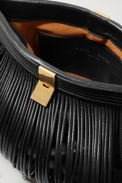 Shop Proenza Schouler Rolo Fringed Leather Shoulder Bag In Black